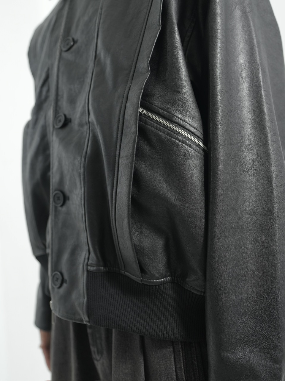 CS】multi vegan leather blouson (black) | OUR BRAND,Chikashitsu +