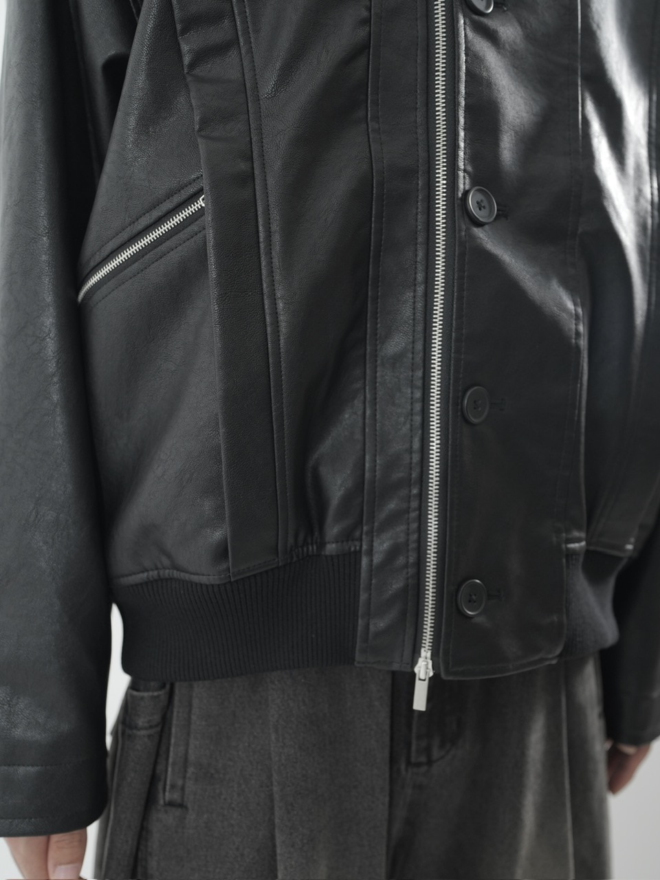 CS】multi vegan leather blouson (black) | OUR BRAND,Chikashitsu +