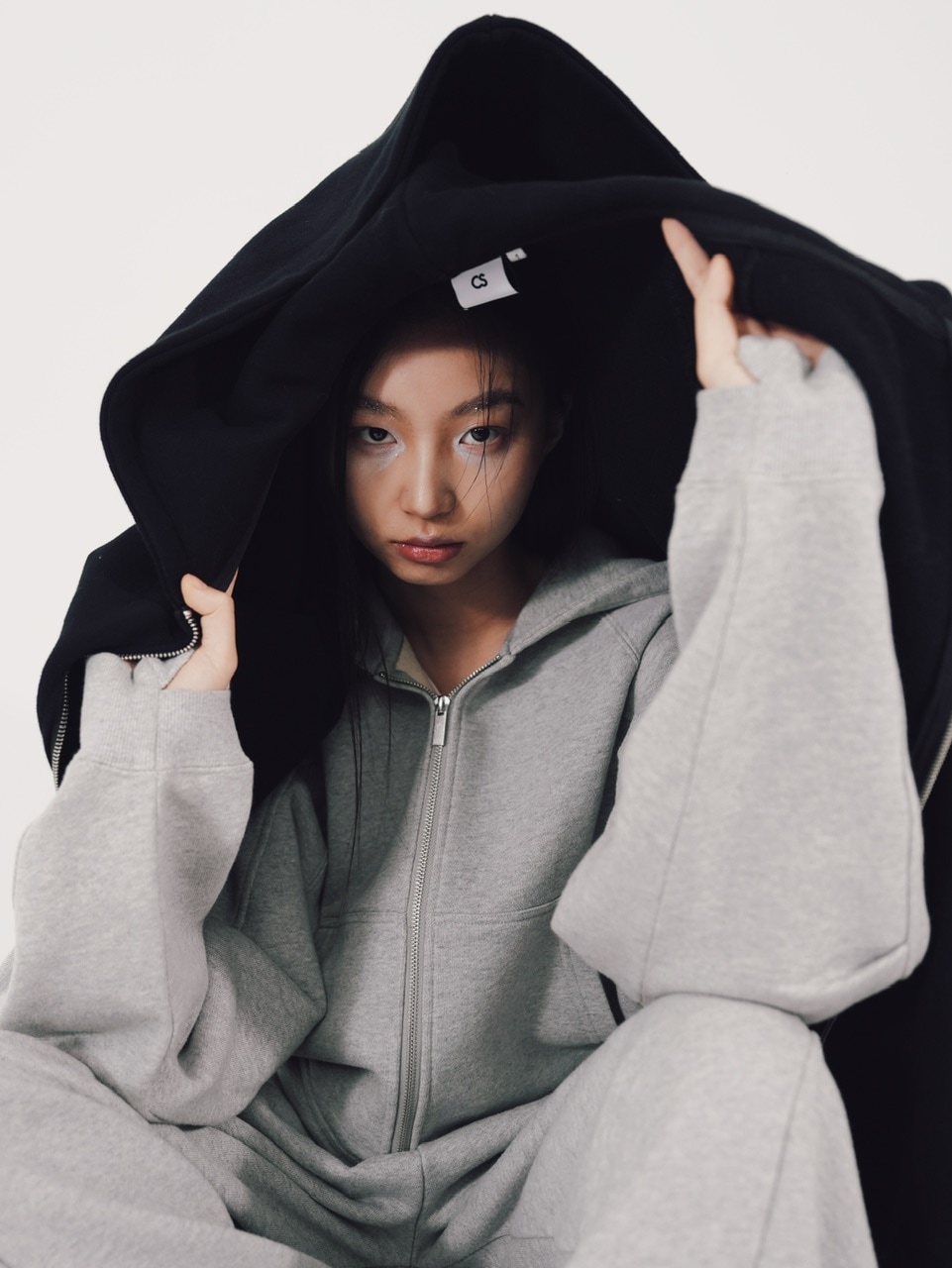 CS】cropped double zip hoodie (gray) | OUR BRAND,Chikashitsu +,CS