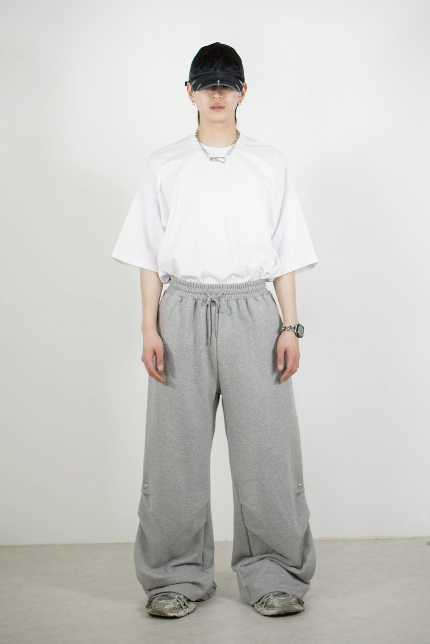 受注制【Chikashitsu +】side snap button sweat pants (2color