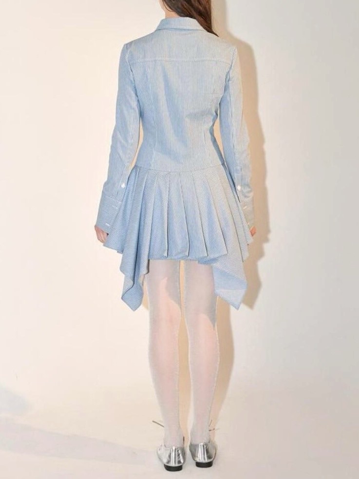 ●●ODDONEOUT●●DRAPE SHIRT DRESS ODDONEOUT】DENIM STRIPE DRAPE SHIRT DRESS | ITEM,ONE PIECE