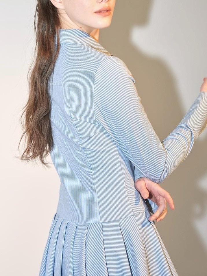 ●●ODDONEOUT●●DRAPE SHIRT DRESS ODDONEOUT】DENIM STRIPE DRAPE SHIRT DRESS | ITEM,ONE PIECE