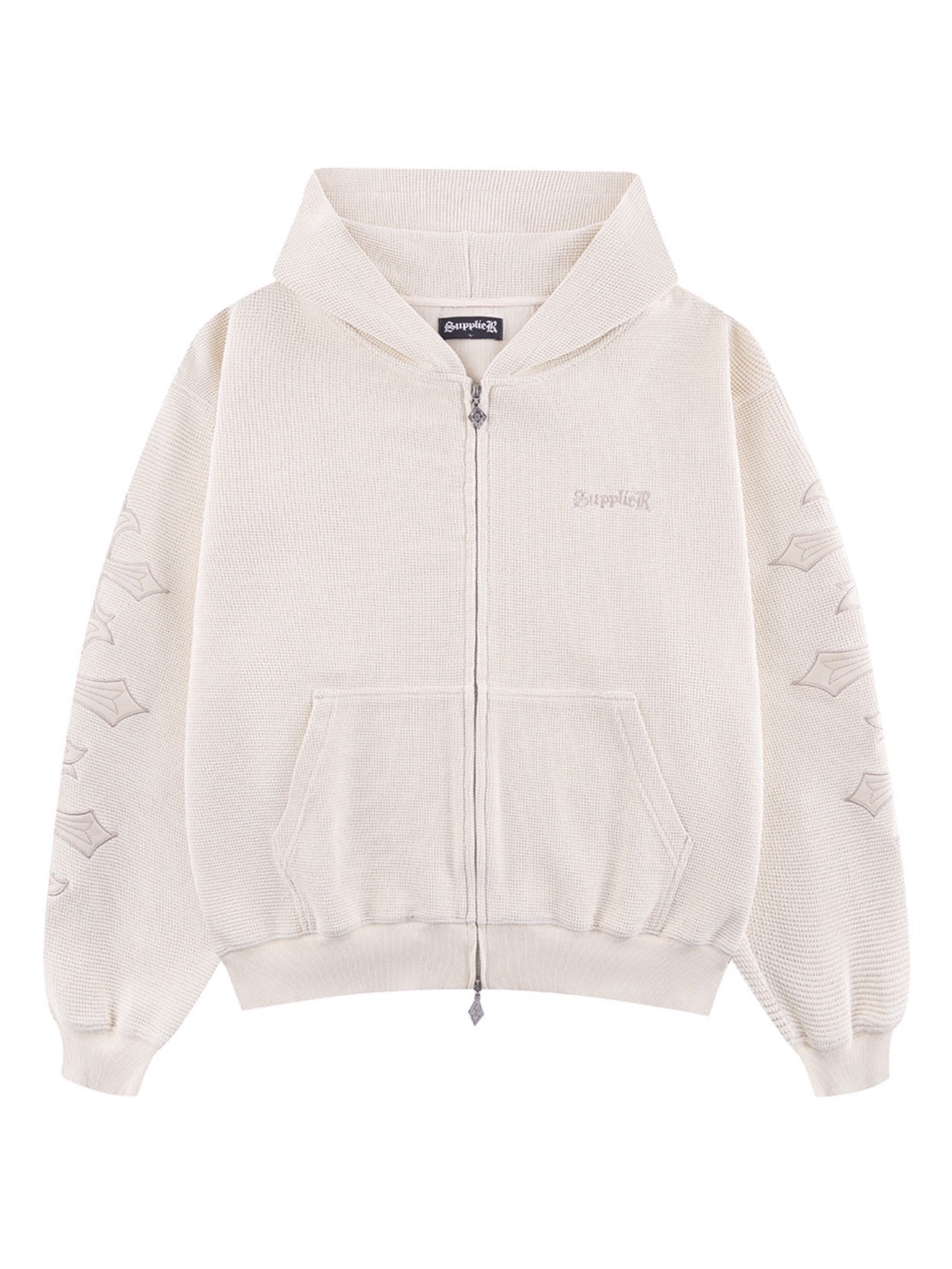 Thermal Zip Hoodie ¥24300→ 最終調整します SUPPLIER】Cross Leather Patch Thermal Zip Hoodie / 【サプライヤー