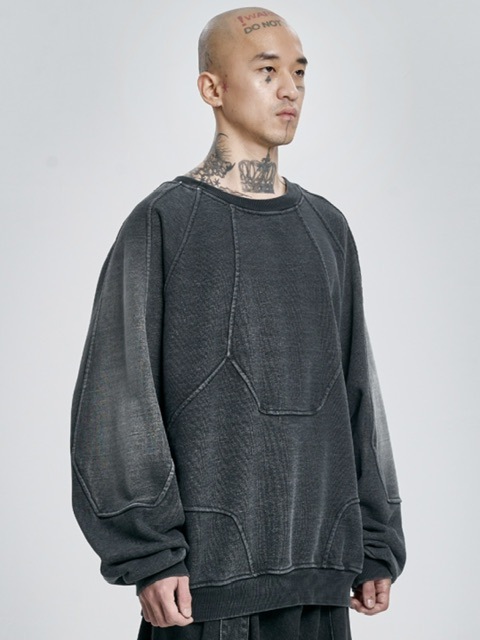 【AJO AJOBYAJO】24FW★ Paneled Washed Sweatshirt AJOBYAJO】Paneled Denim Sweatshirt | OUR BRAND,AJOBYAJO
