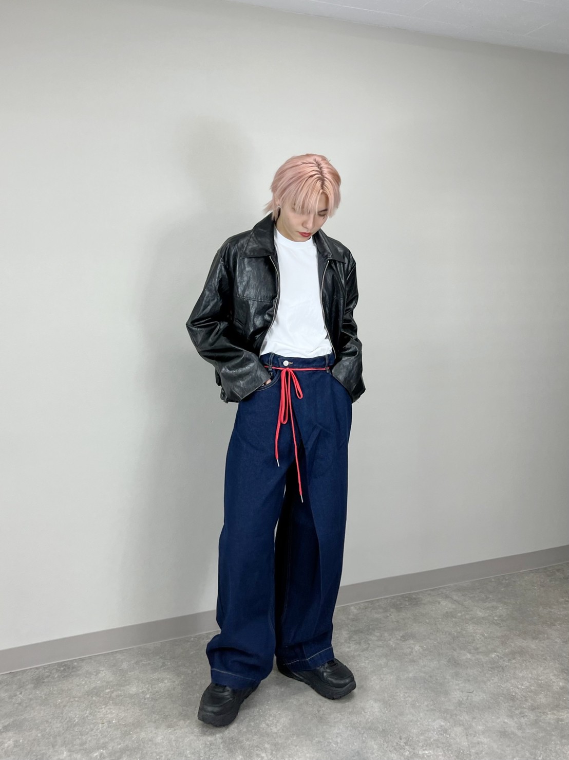 受注制【Chikashitsu +】high waist lap denim pants | OUR
