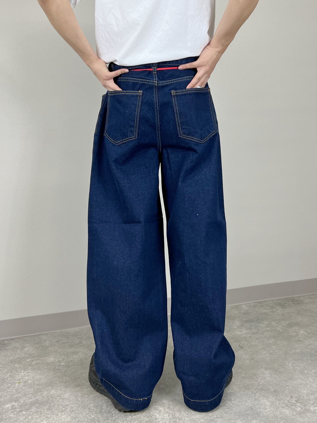 受注制【Chikashitsu +】high waist lap denim pants | OUR
