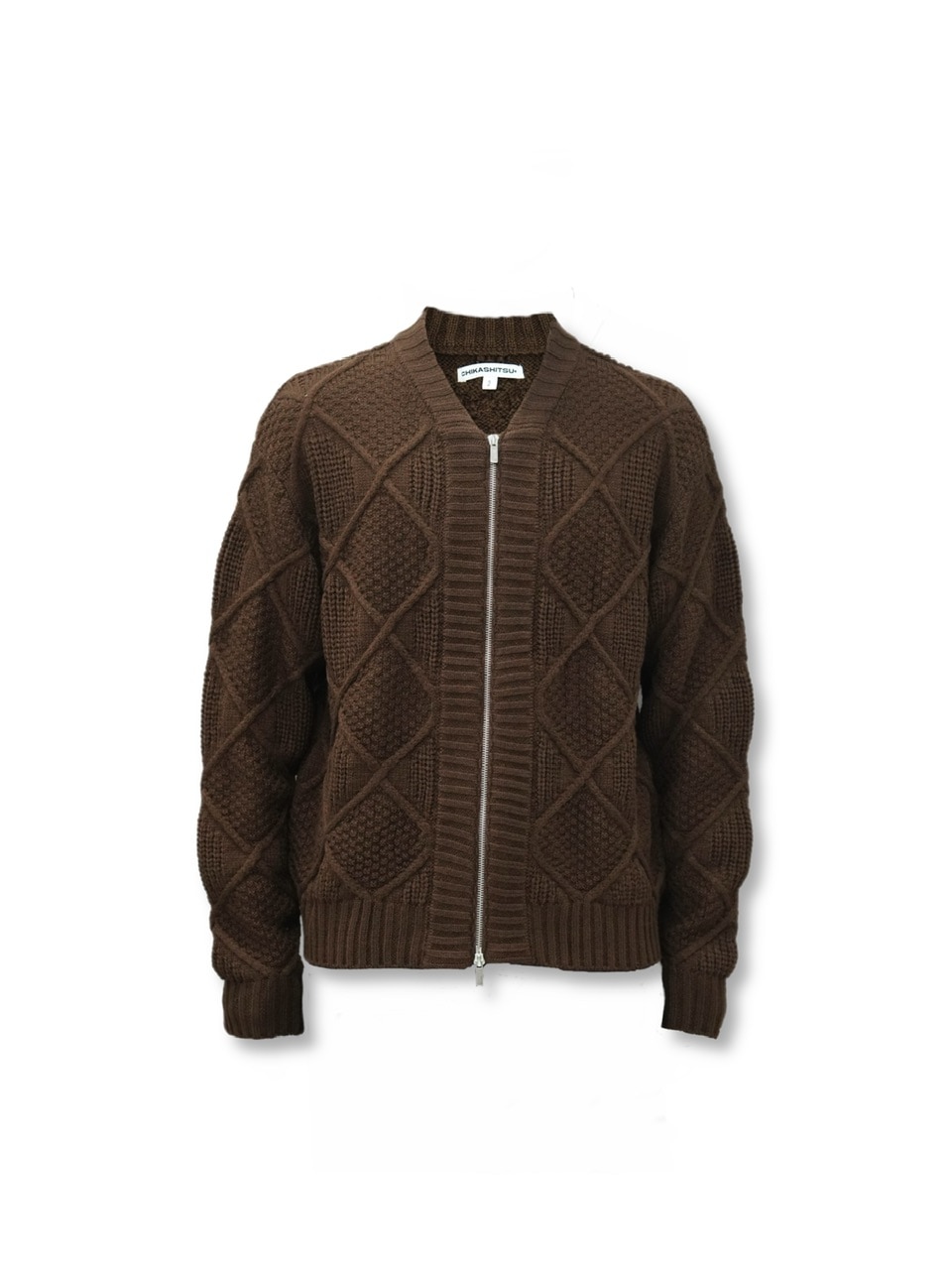 CS】cable knit zip cardigan (brown) | OUR BRAND,Chikashitsu +,CS