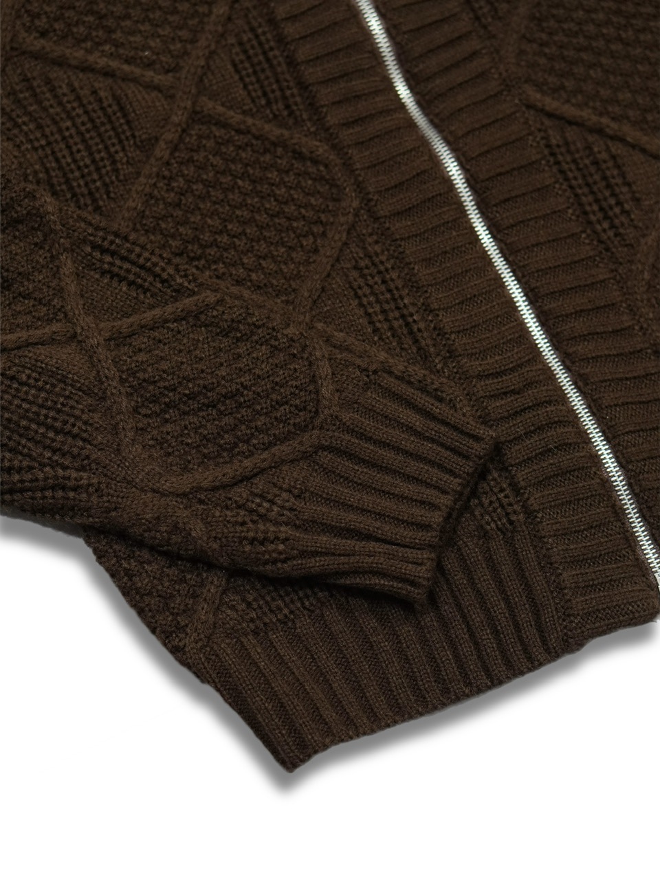 s*i様 cccmalie 　セーター CS】cable knit zip cardigan (brown) | OUR BRAND,Chikashitsu +,CS