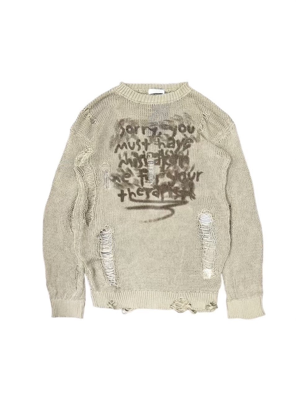 受注制【Never mind the XU】damage loose knit (3color) / 【ネバーマインドザエックスユー】ダメージルーズロゴ長袖ニット