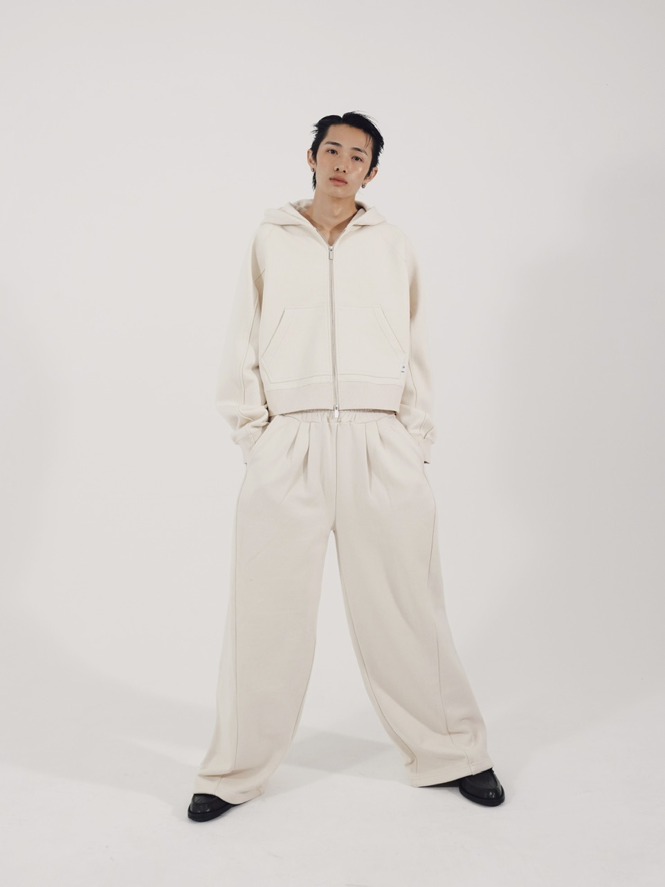 CS】cropped double zip hoodie (ivory) | OUR BRAND,Chikashitsu +,CS