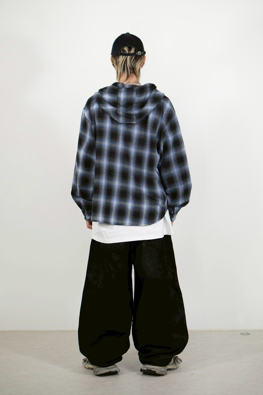 受注制【Chikashitsu +】tartan check hooded shirt (3color