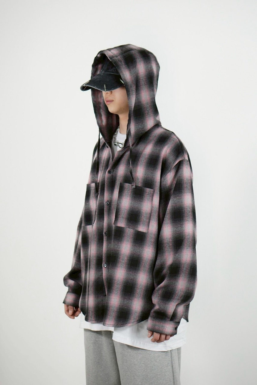 【Chikashitsu +】tartan check hooded shirt 受注制【Chikashitsu +】tartan check hooded shirt (3color