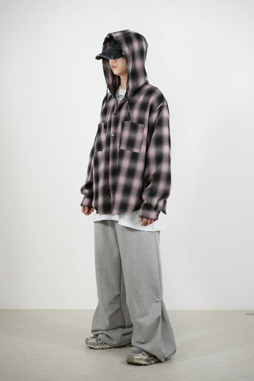 【Chikashitsu +】tartan check hooded shirt 受注制【Chikashitsu +】tartan check hooded shirt (3color