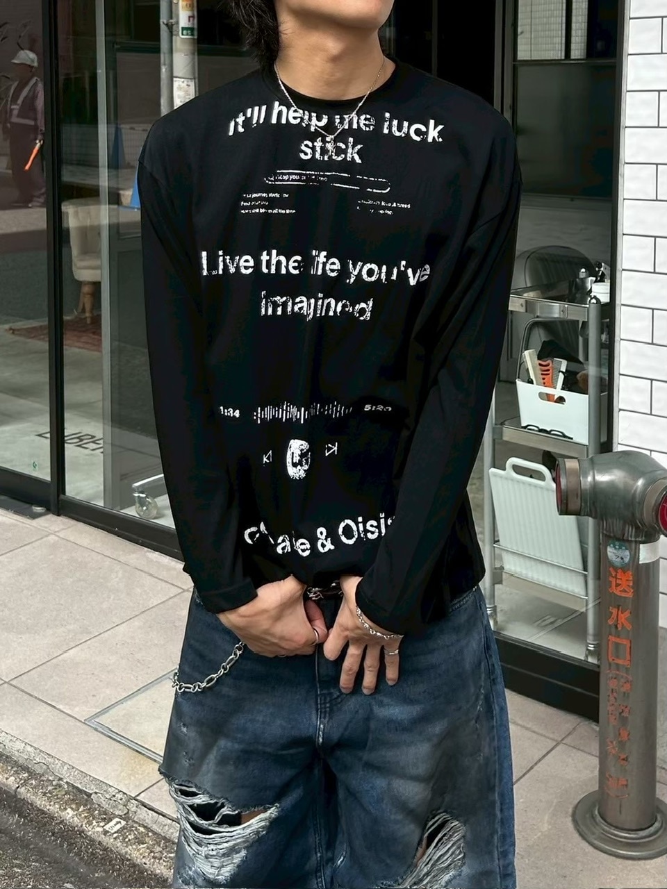 受注制【Chikashitsu +】croque lettering long sleeve