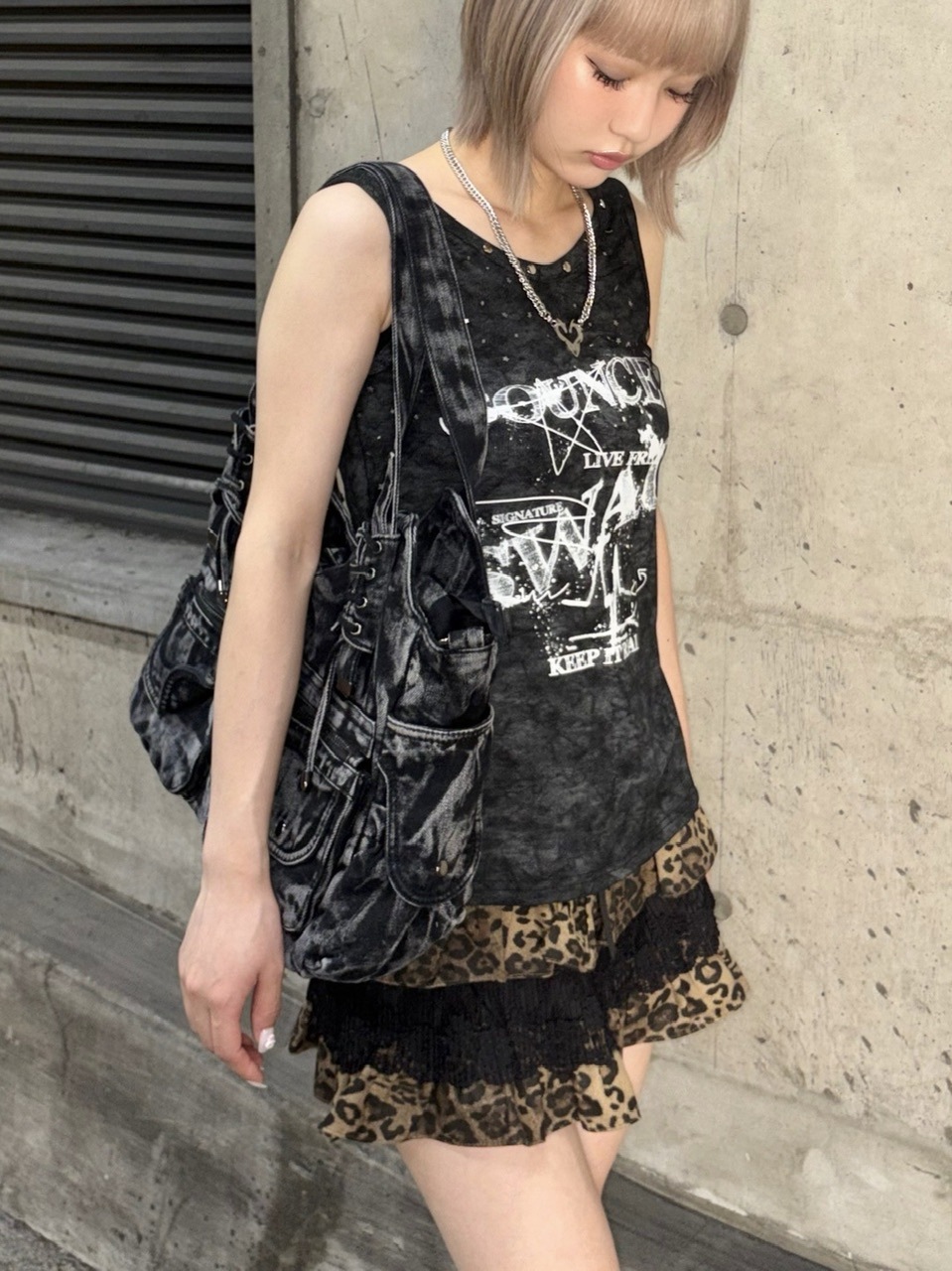 受注制【Never mind the XU】tie-dye paint studs sleeveless (2color