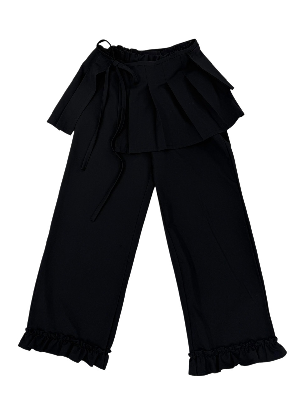 受注制【Nerd out XU】pleats layered skirt pants set (2color)
