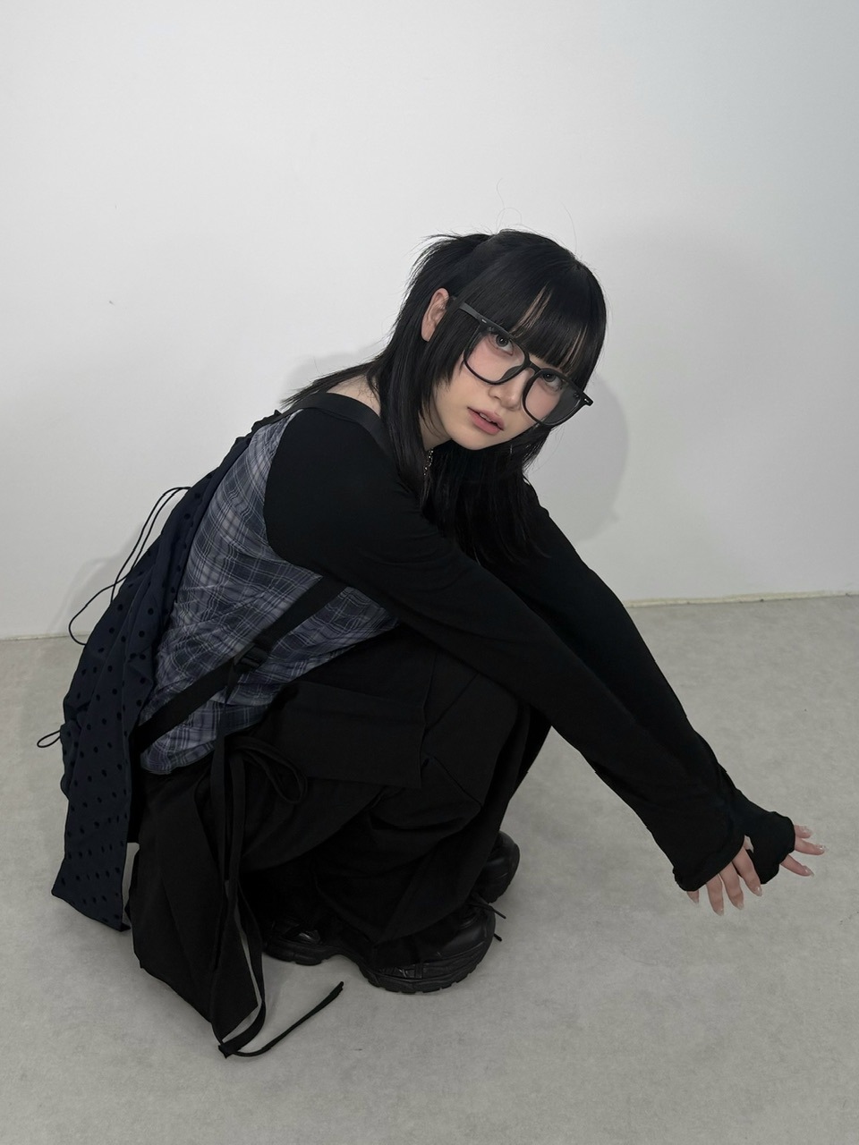 受注制【Nerd out XU】pleats layered skirt pants set (2color)