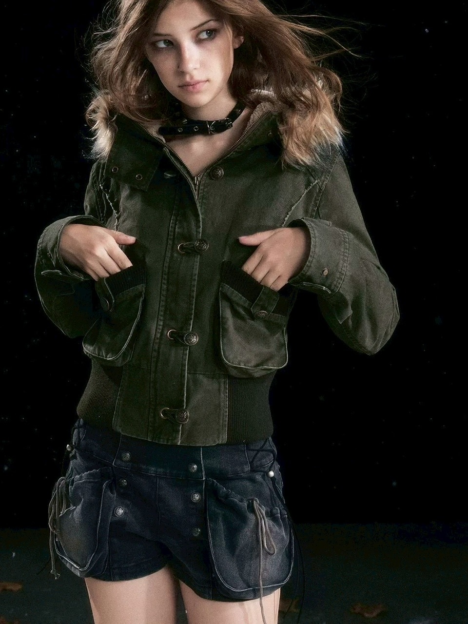 【Cest Nous】Bloom-style denim shorts / 【セヌー】レースアップリベットショートデニムパンツ