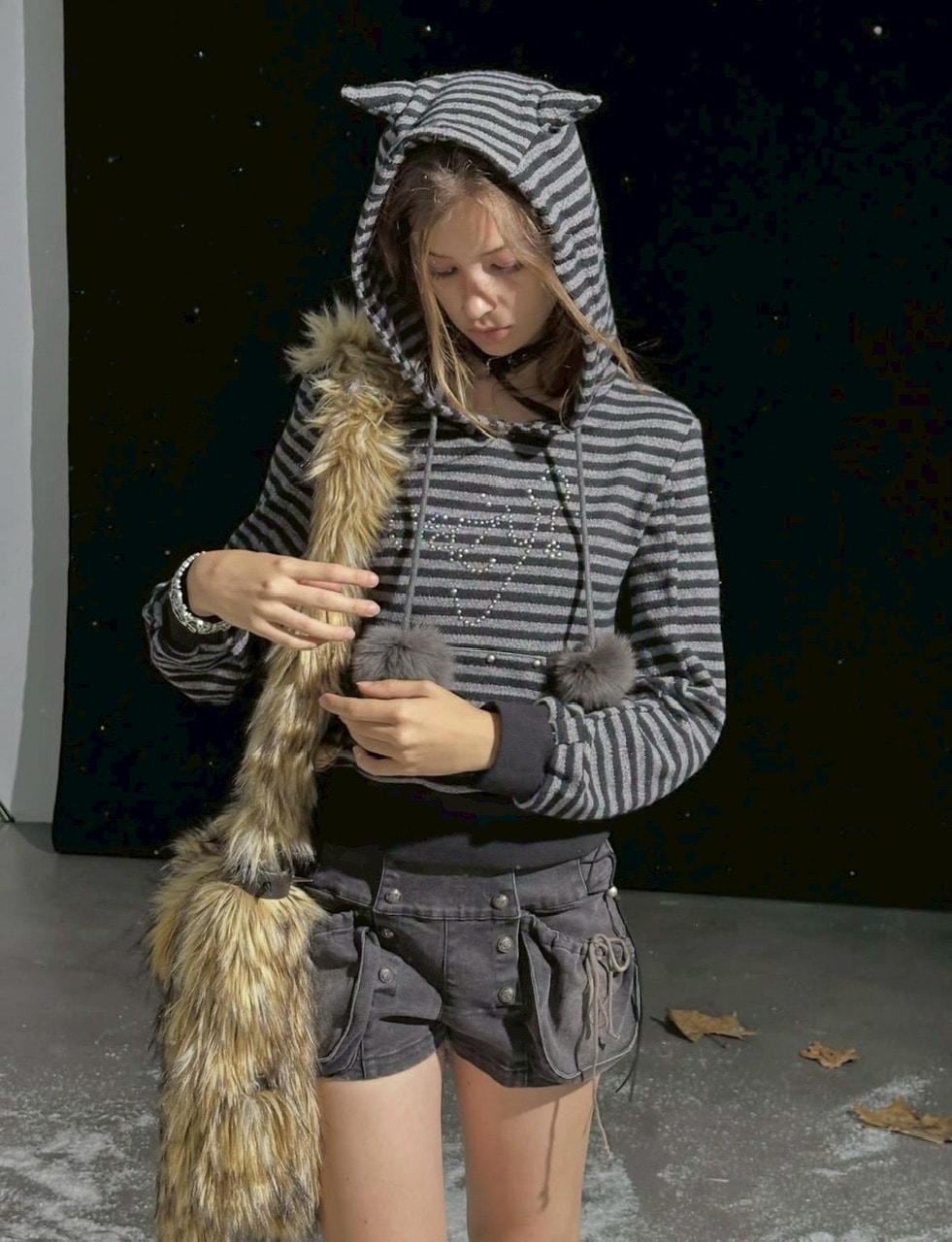 【Cest Nous】Bloom-style denim shorts / 【セヌー】レースアップリベットショートデニムパンツ