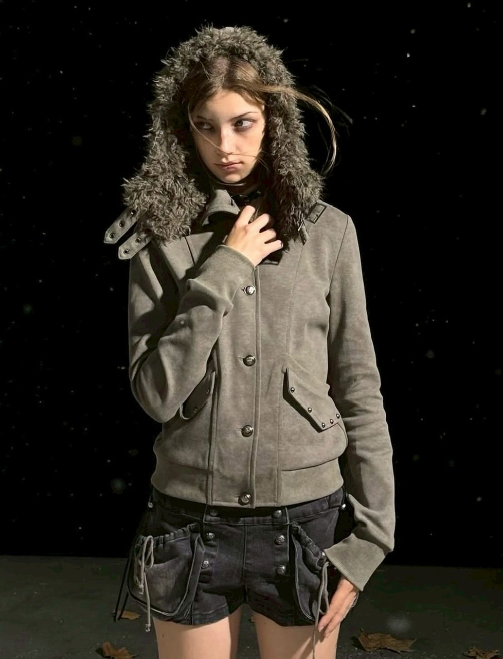 【Cest Nous】Bloom-style denim shorts / 【セヌー】レースアップリベットショートデニムパンツ