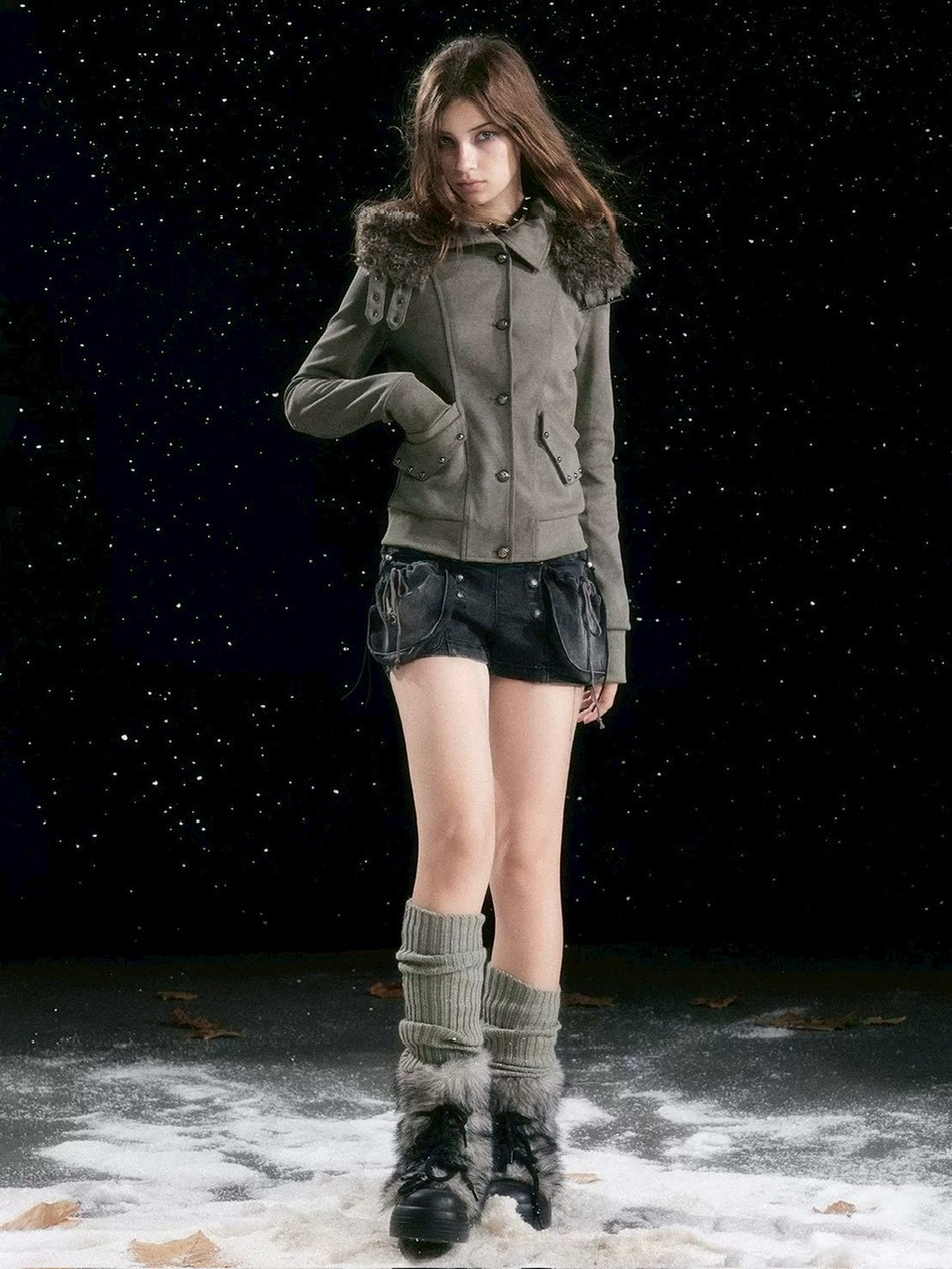 【Cest Nous】Bloom-style denim shorts / 【セヌー】レースアップリベットショートデニムパンツ