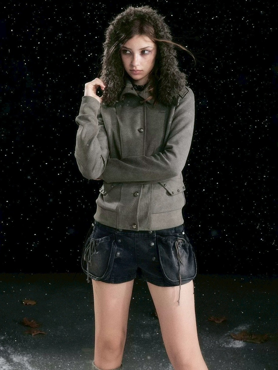 【Cest Nous】Bloom-style denim shorts / 【セヌー】レースアップリベットショートデニムパンツ