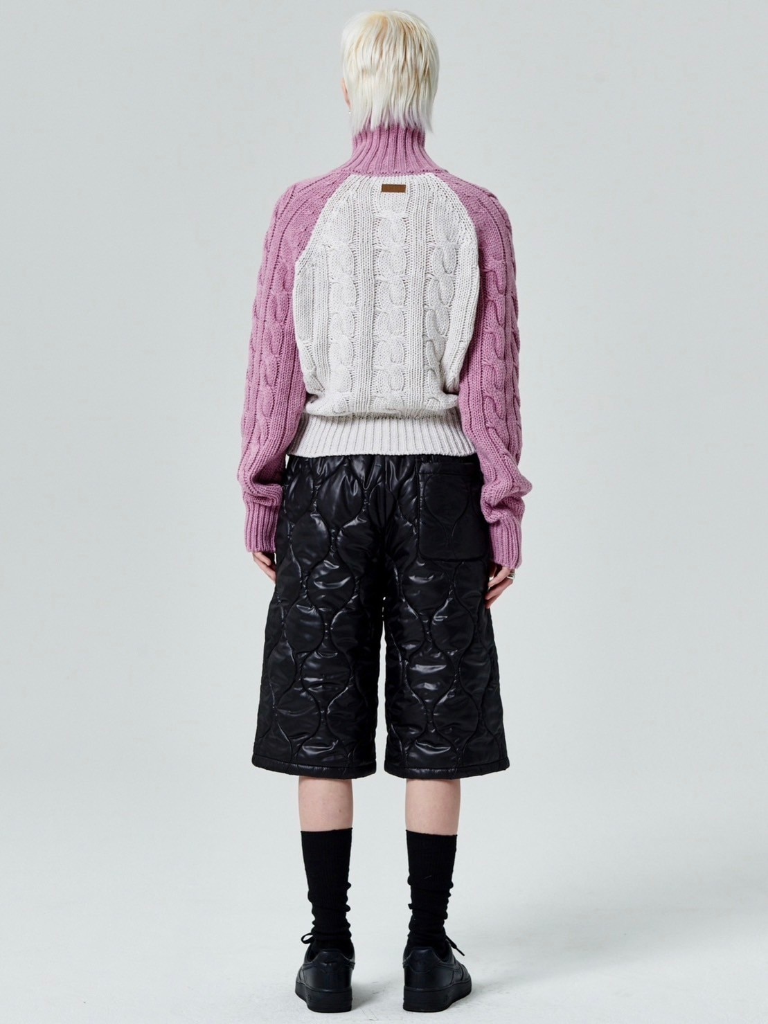 【runningHIGH】COLOR BLOCK TURTLENECK ZIP UP KNIT PULLOVER