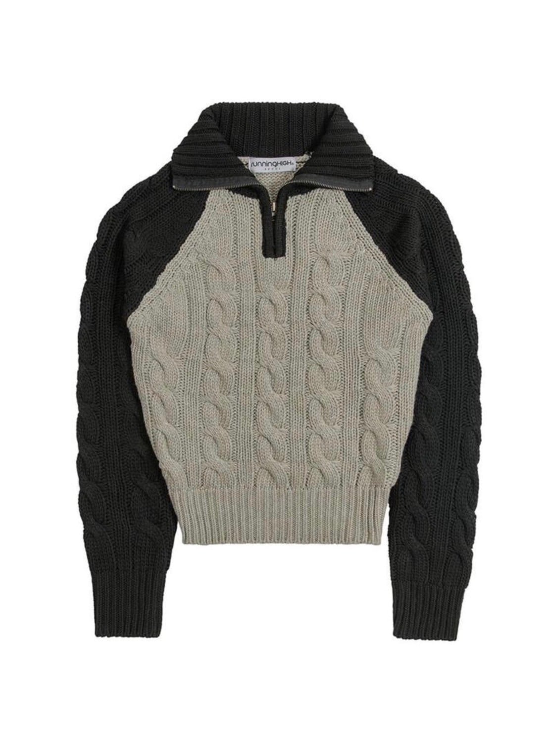 【runningHIGH】COLOR BLOCK TURTLENECK ZIP UP KNIT PULLOVER