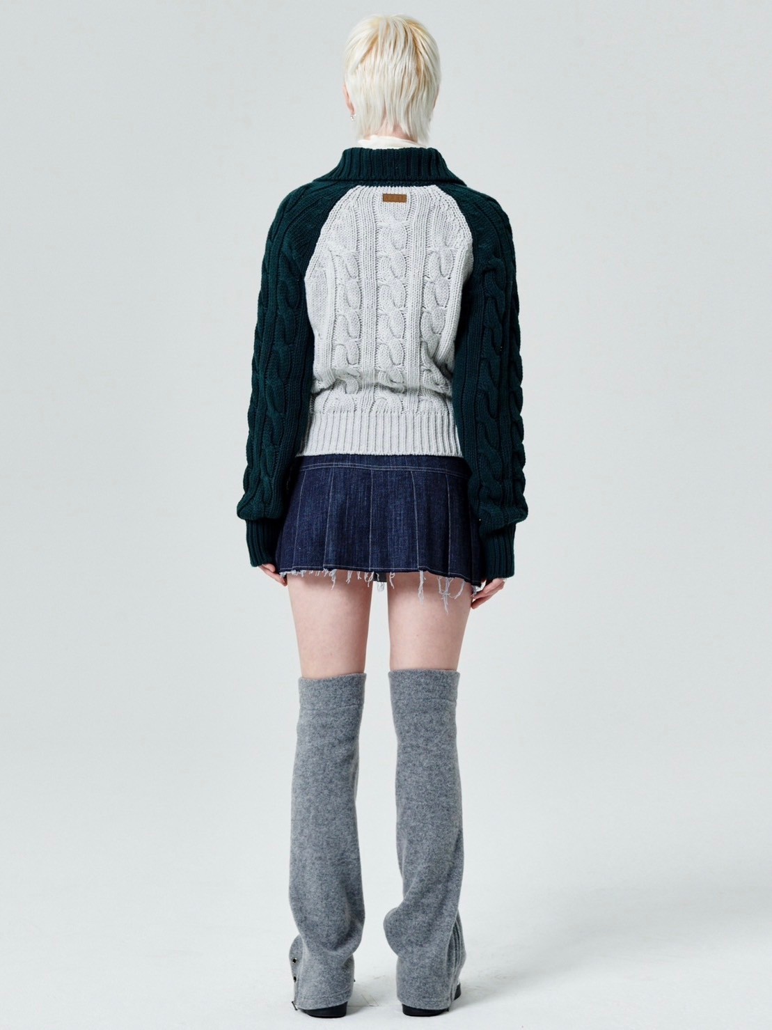 【runningHIGH】COLOR BLOCK TURTLENECK ZIP UP KNIT PULLOVER