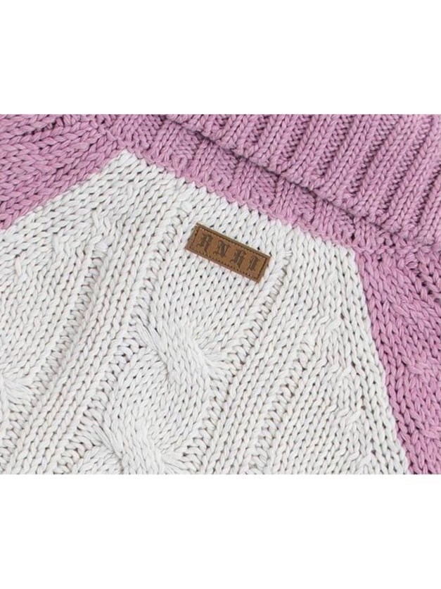 【runningHIGH】COLOR BLOCK TURTLENECK ZIP UP KNIT PULLOVER