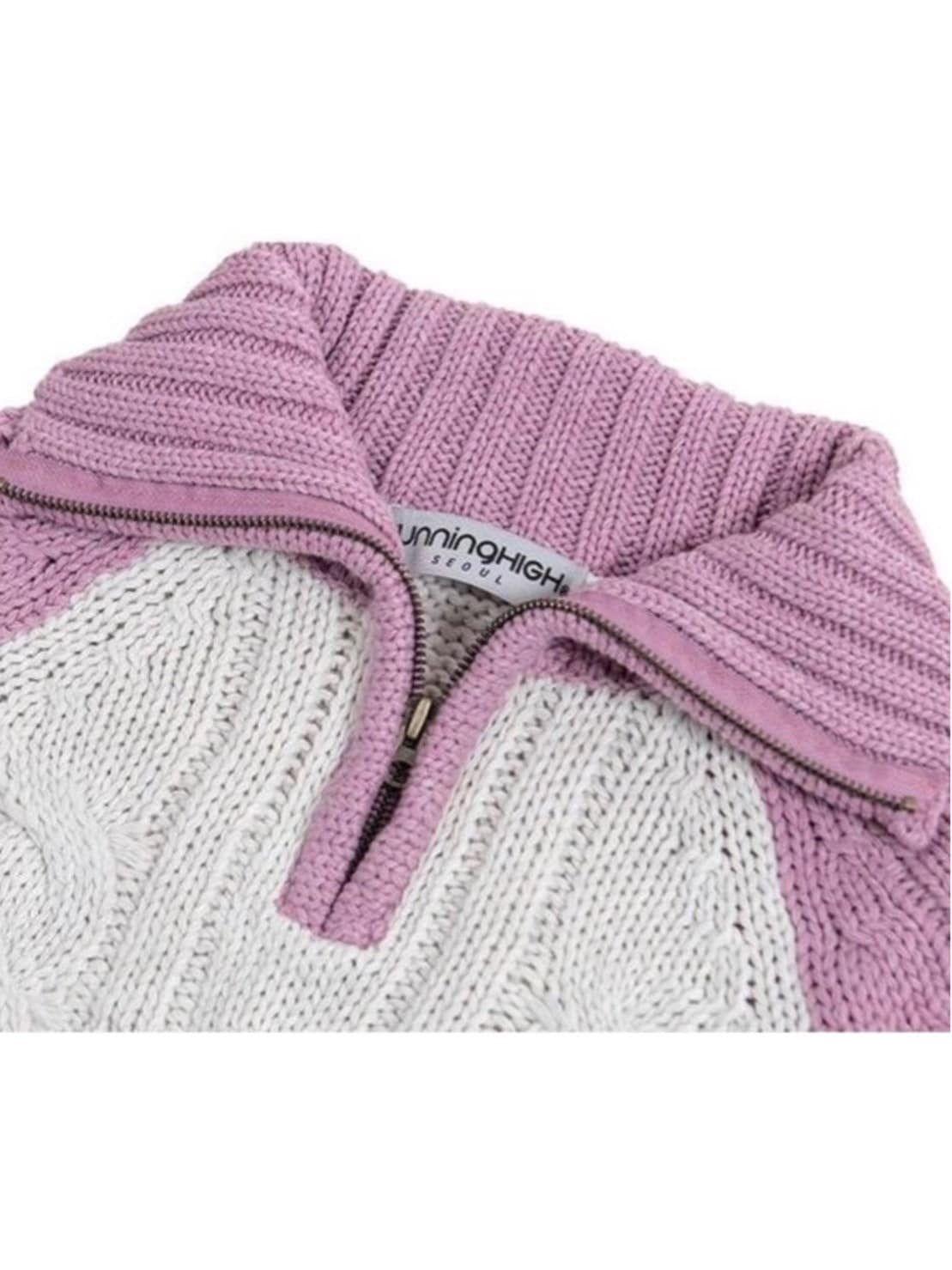 【runningHIGH】COLOR BLOCK TURTLENECK ZIP UP KNIT PULLOVER