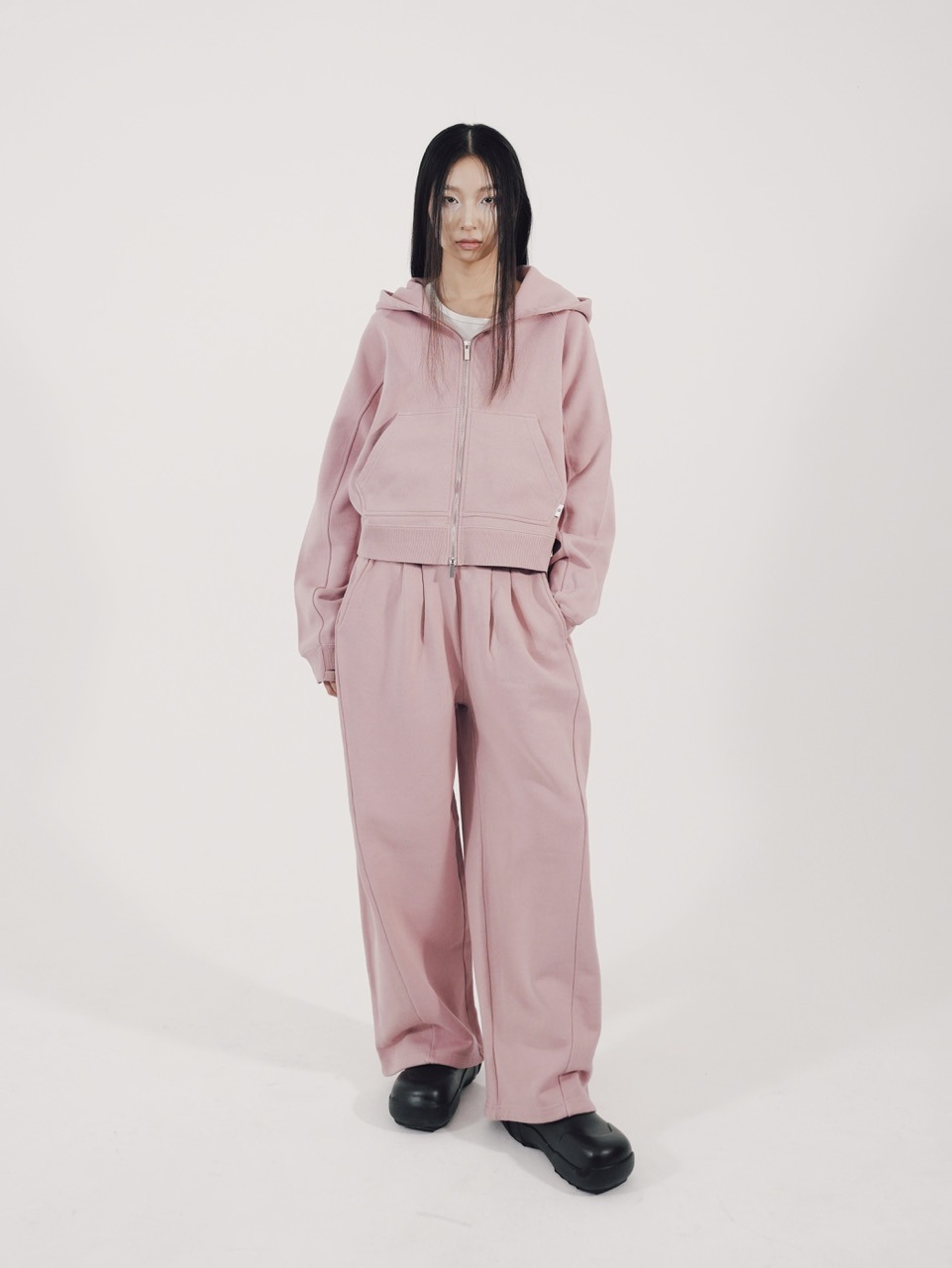 CS】cropped double zip hoodie (pink) | OUR BRAND,Chikashitsu +,CS