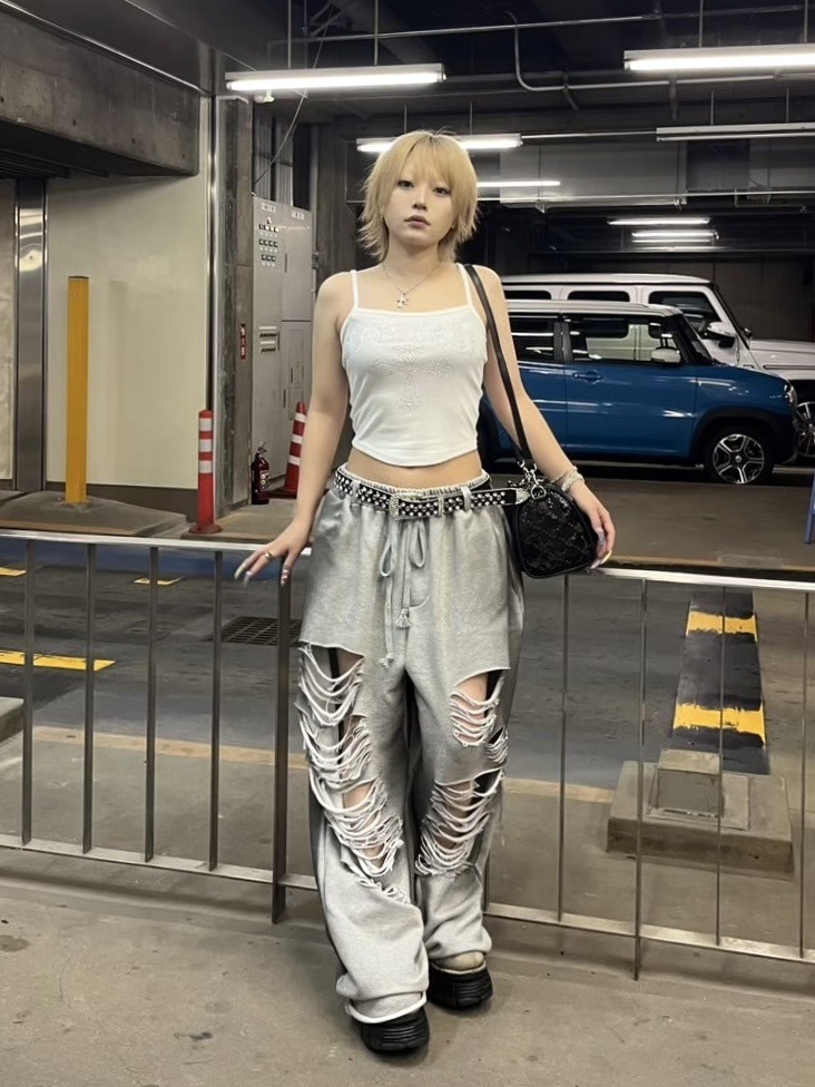 パンツ toxicgenius 受注制【Never mind the XU】dirty damage sweat pants