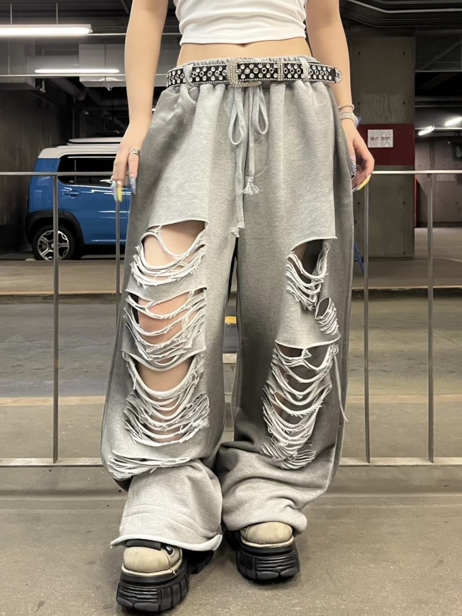 パンツ toxicgenius 受注制【Never mind the XU】dirty damage sweat pants