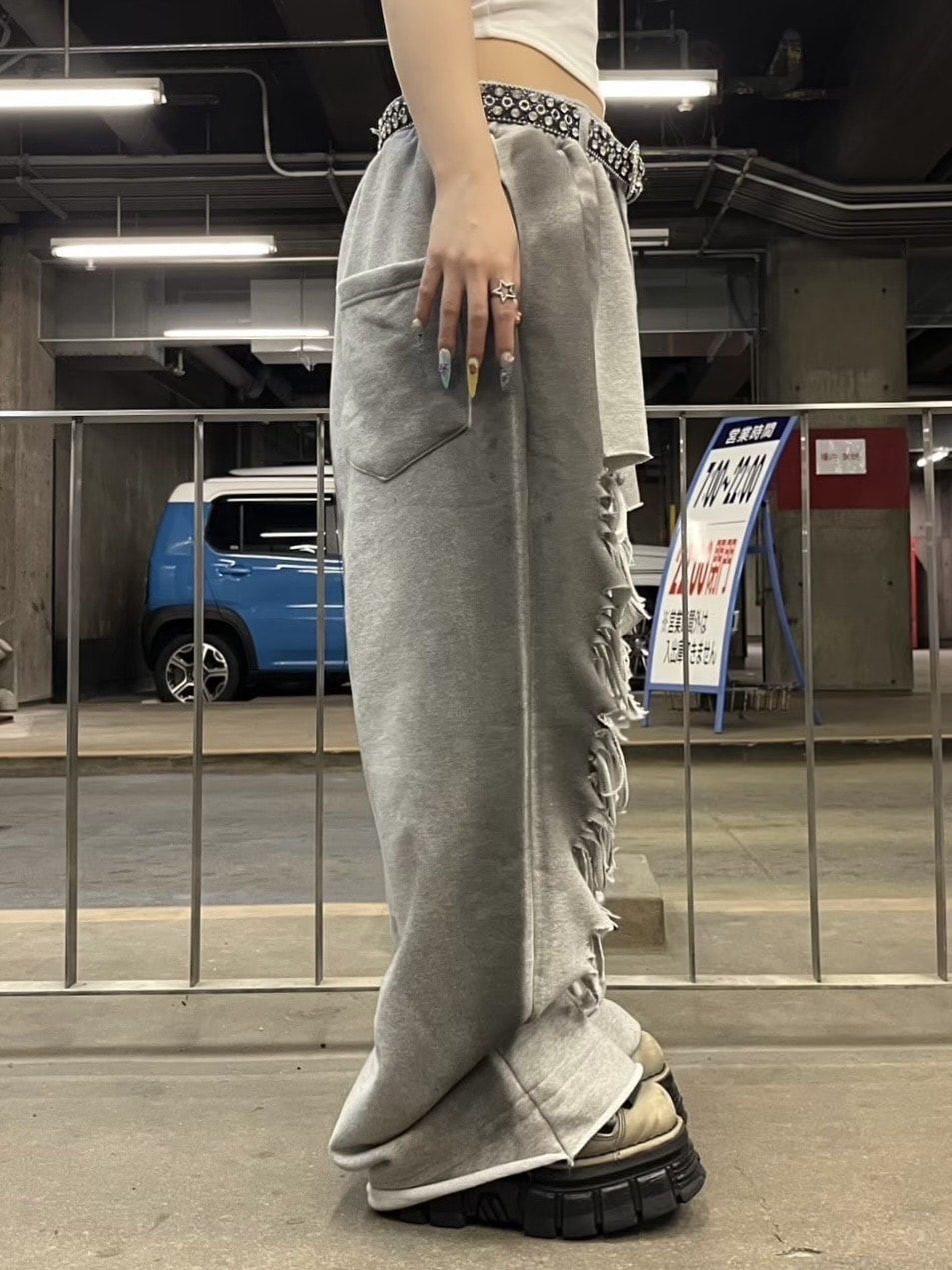 ゆった 受注制【Never mind the XU】dirty damage sweat pants