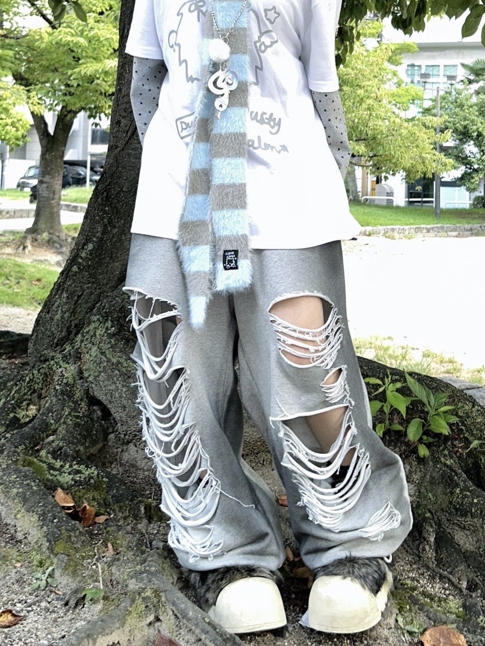 パンツ toxicgenius 受注制【Never mind the XU】dirty damage sweat pants