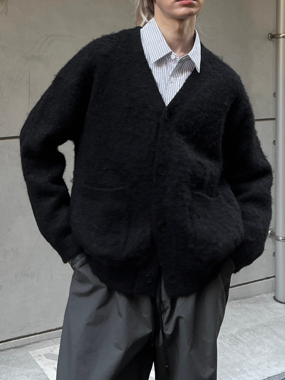 トップス Chikashitsu +hairy knit cardigan Chikashitsu +】hairy knit cardigan