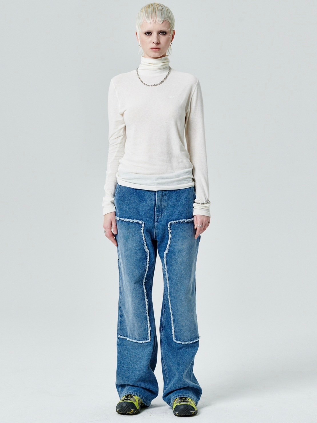 【runningHIGH】ANGORA GAUZE TURTLENECK TOP