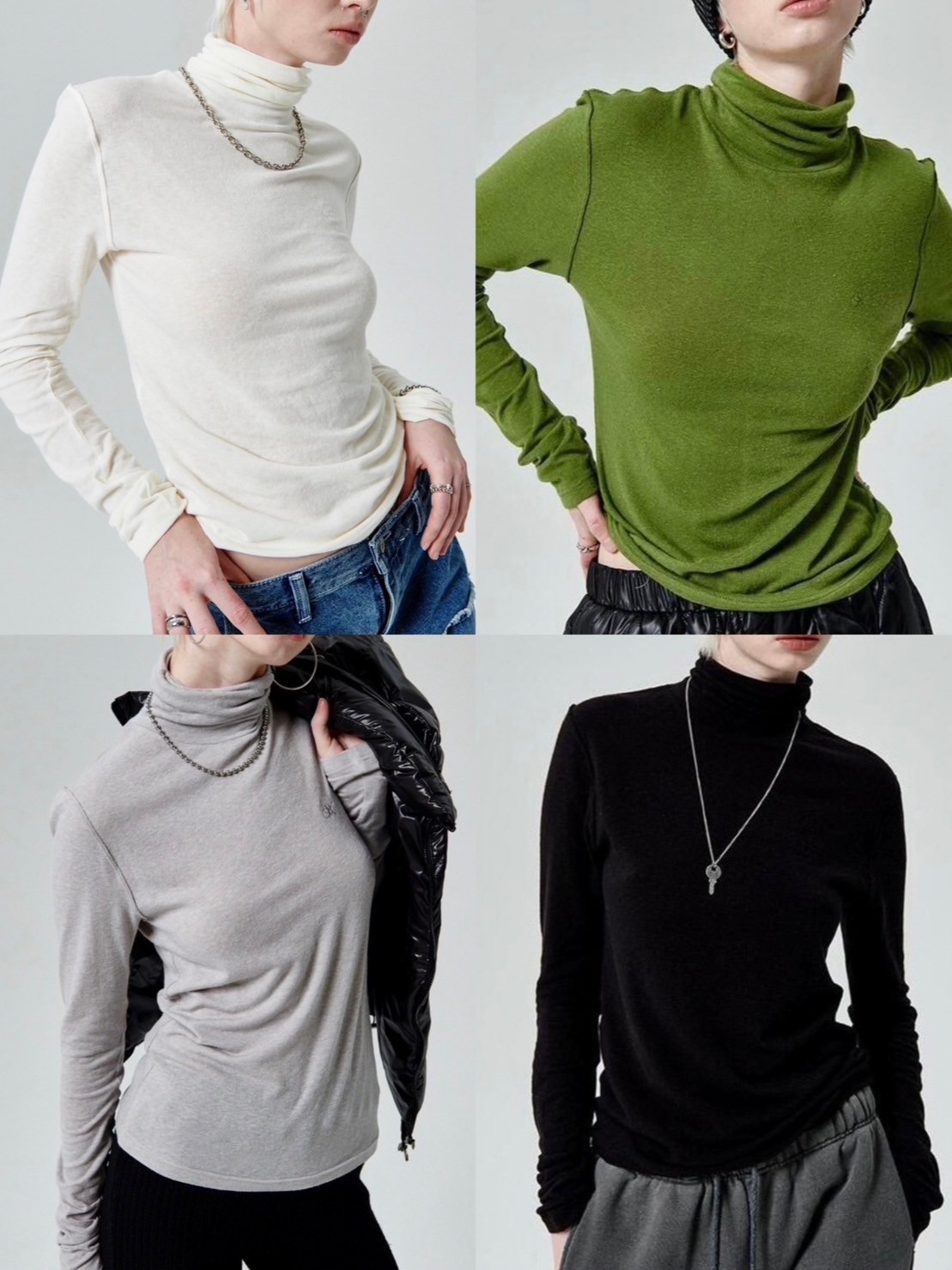 【runningHIGH】ANGORA GAUZE TURTLENECK TOP