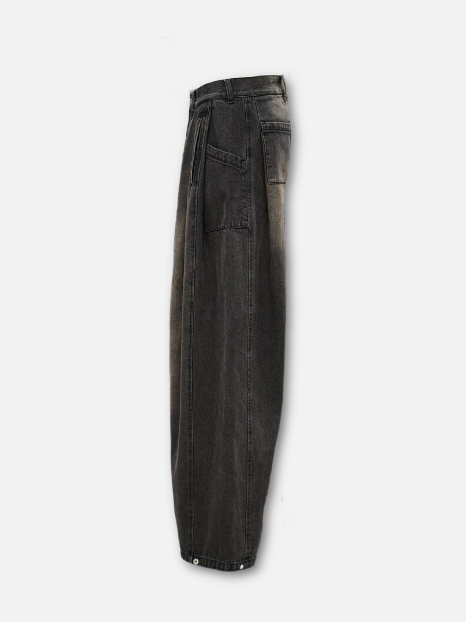 CS】side tuck drape denim pants (dark brown) | OUR BRAND