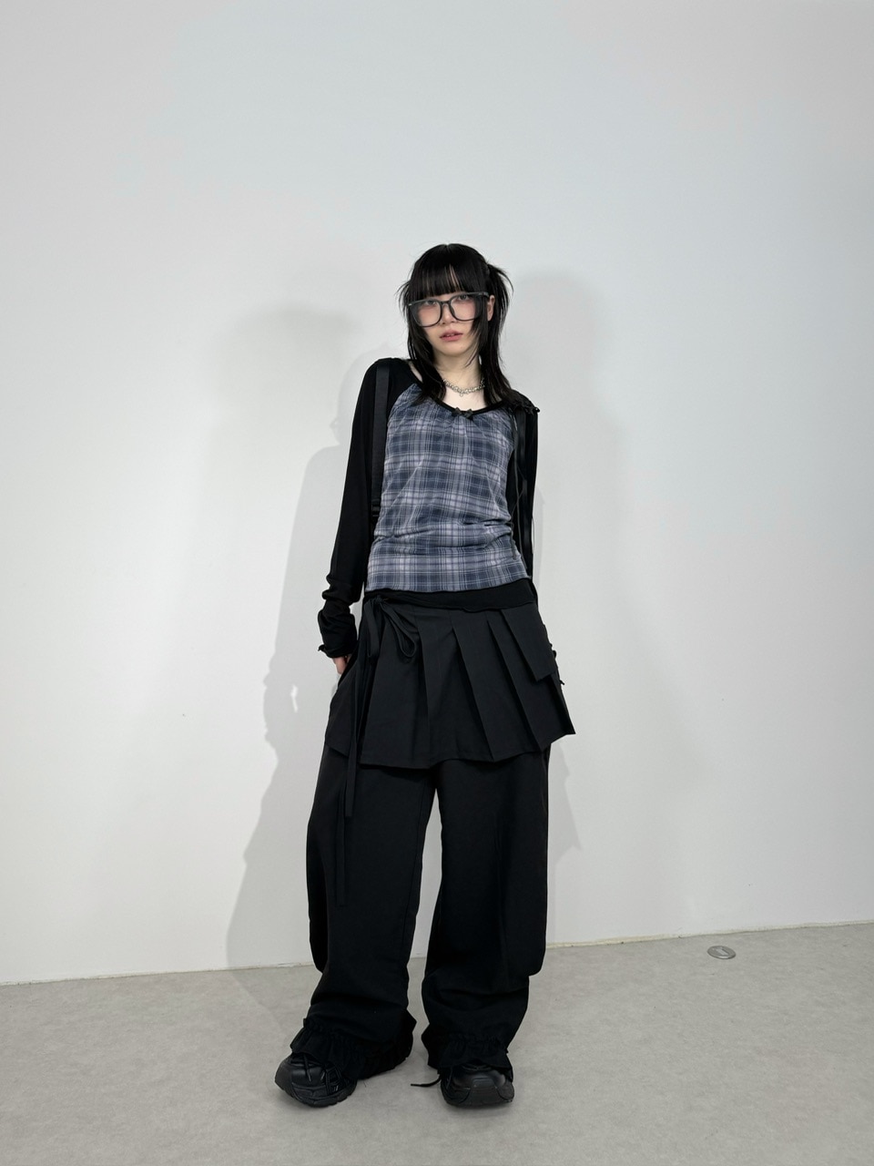 Nerd out XU】pleats layered skirt pants set (2color) | OUR