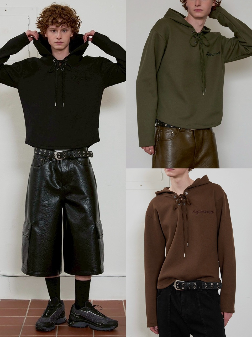 이에스씨 스튜디오(ESC STUDIO) lettering hoodie zip-up(navy