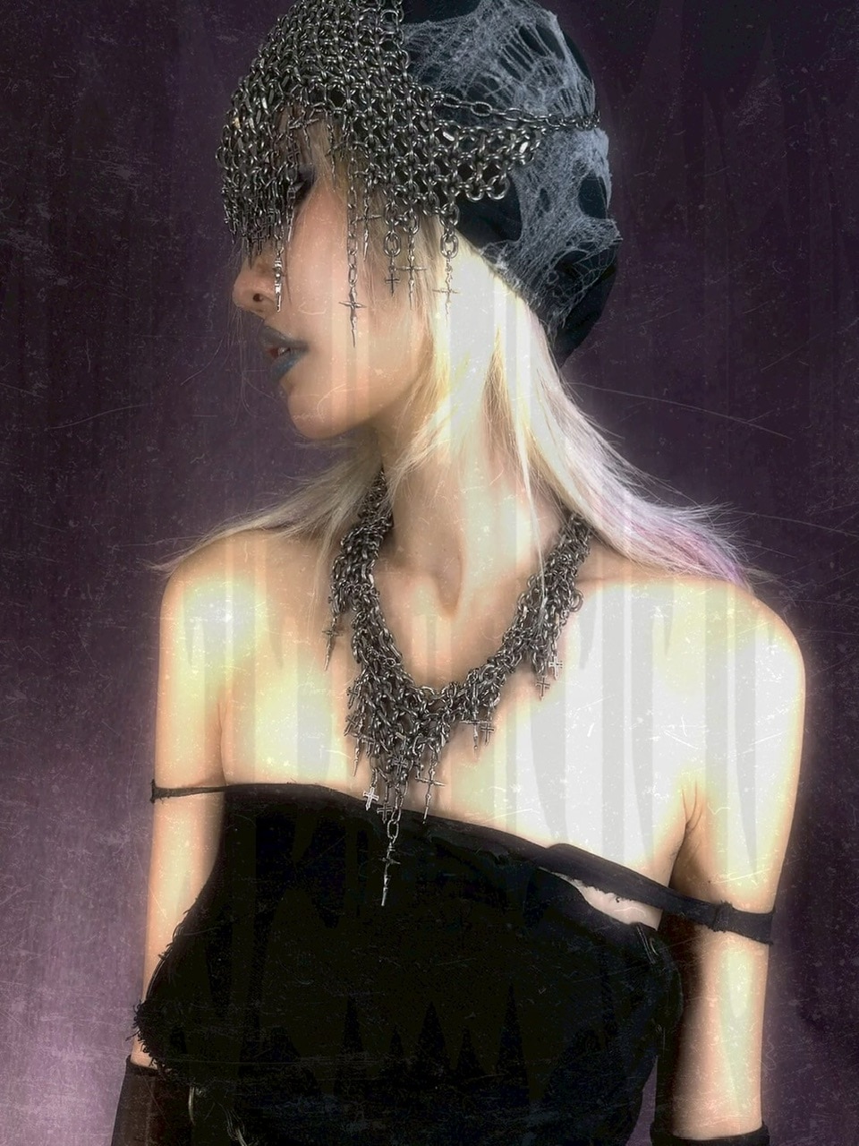 【IIIMIII】Cross＆Layered Chain Necklace / 【イアミ】クロスレイヤードシルバーチェーンネックレス