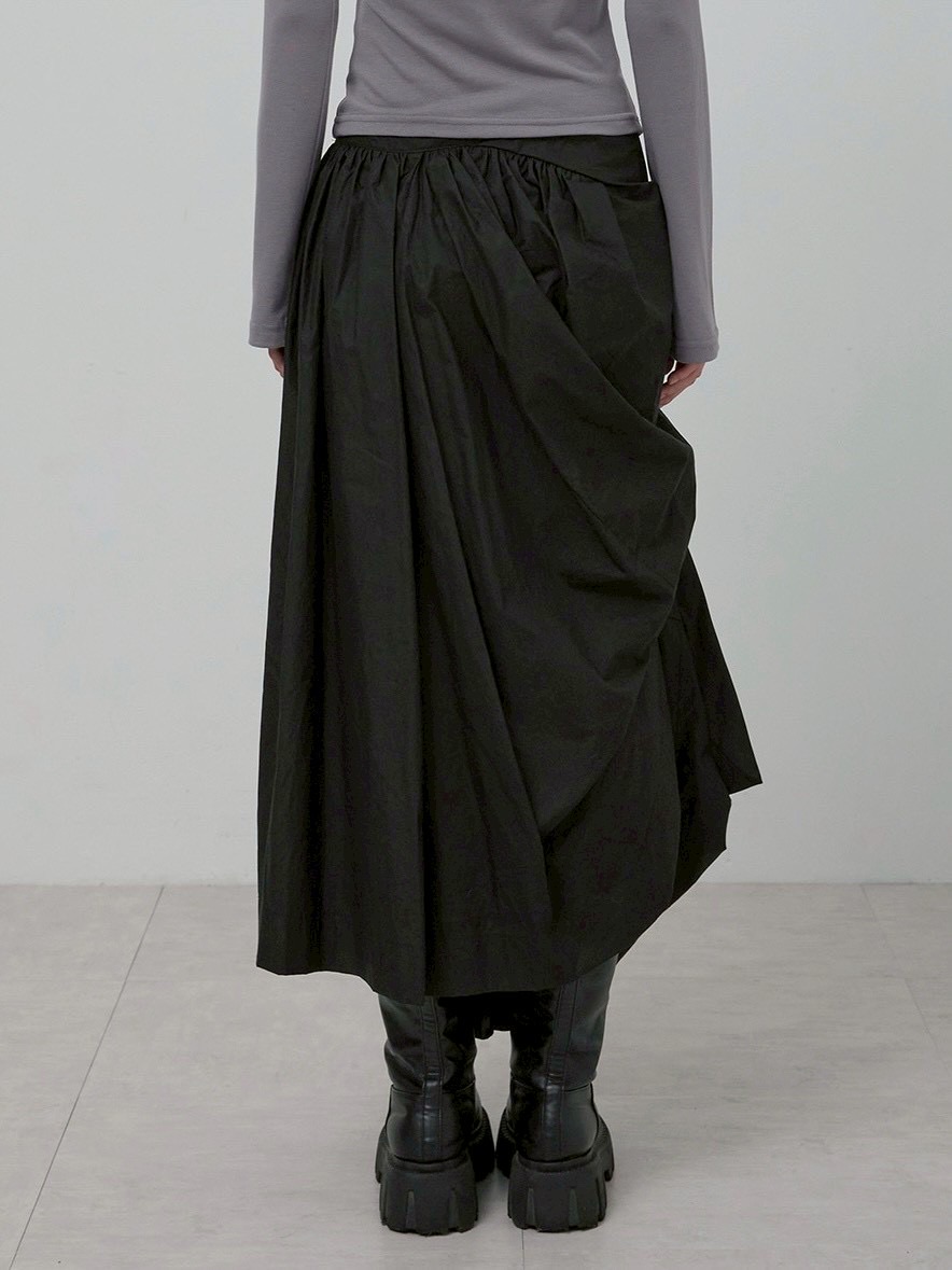 【FLAREUP】Asymmetrical Draped Layered Long Skirt / 【フレアアップ】アシンメトリードレープレイヤードロングスカート