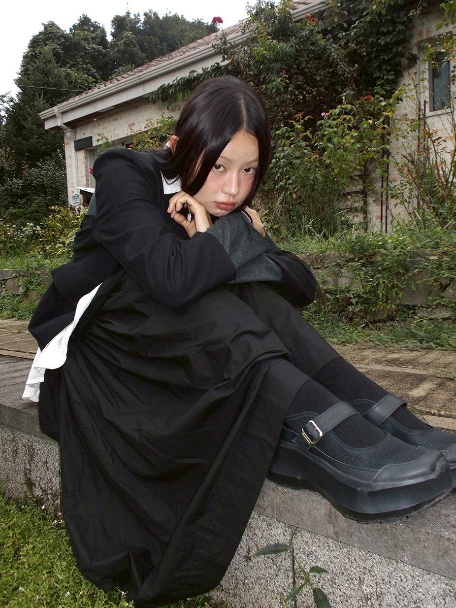 【FLAREUP】Asymmetrical Draped Layered Long Skirt / 【フレアアップ】アシンメトリードレープレイヤードロングスカート