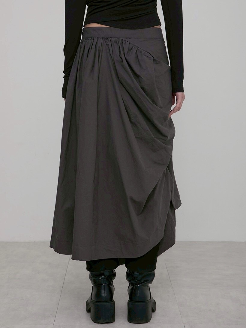 【FLAREUP】Asymmetrical Draped Layered Long Skirt / 【フレアアップ】アシンメトリードレープレイヤードロングスカート
