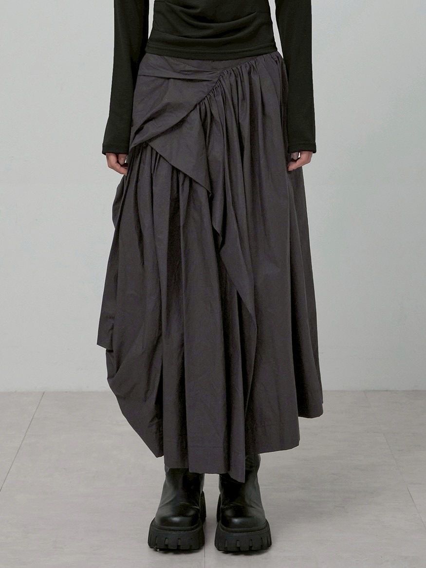 【FLAREUP】Asymmetrical Draped Layered Long Skirt / 【フレアアップ】アシンメトリードレープレイヤードロングスカート