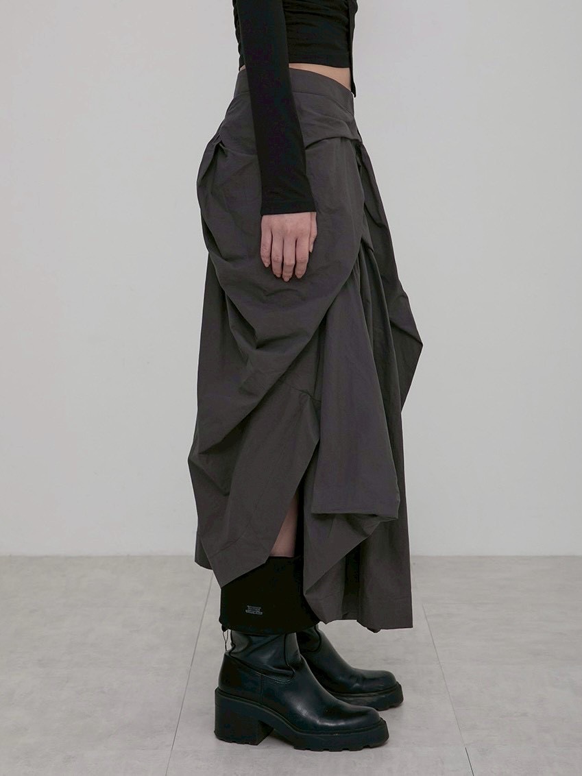 【FLAREUP】Asymmetrical Draped Layered Long Skirt / 【フレアアップ】アシンメトリードレープレイヤードロングスカート