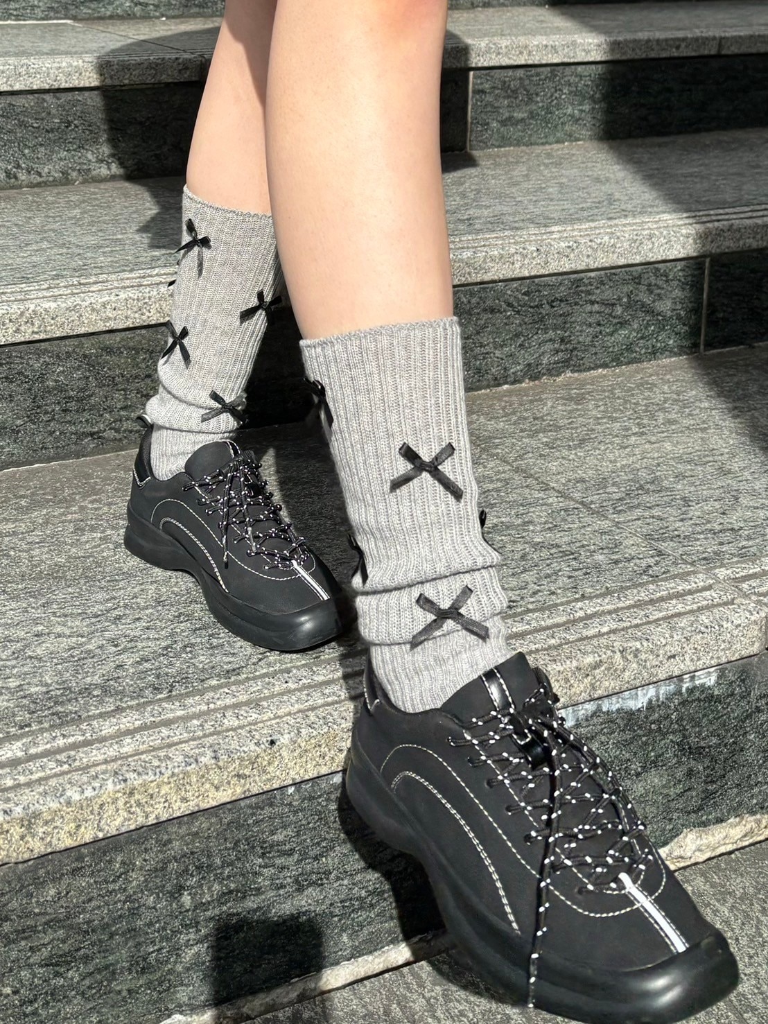 受注制【Chikashitsu + LADIES】ribbon socks (4color)