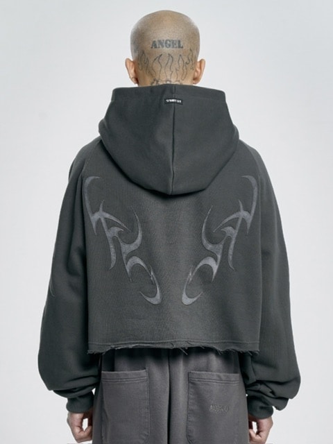 【AJO AJOBYAJO】23FW★ Arch Logo Cropped Sweatshirt AJOBYAJO】Tribal AJO Applique Cropped Hoodie | OUR BRAND